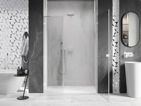 Mexen Lunar-B, Otočné pravé sprchové dvere 130 cm, 8mm číre sklo, biely profil, 832S-130-050-20-00-P