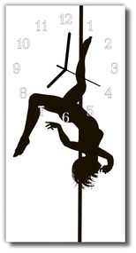 Sklenené hodiny vertikálne Tanečnice na farebné rúrke 30x60 cm