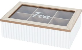 Box na čajové vrecká Stripes biela, 24 x 7 x 16 cm