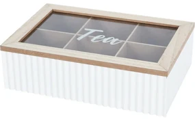Box na čajové vrecká Stripes biela, 24 x 7 x 16 cm