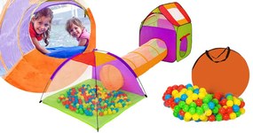 Detský stan a hrací domček s tunelom vrátane 200 loptičiek