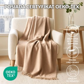 BAVLNENÁ DEKA BAT 150X200 CM SVETLOBÉŽOVÁ