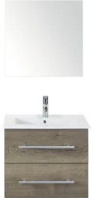 Kúpeľňový nábytkový set Sanox Stretto farba čela tabacco ŠxVxH 61 x 170 x 39 cm s keramickým umývadlom a zrkadlom