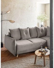 Svetlohnedá menčestrová rozkladacia rohová pohovka (pravý roh) Lazy Lukka – Miuform