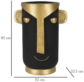 Vysoká váza z polyresínu v čierno-zlatej farbe 40 cm Tribal – Mauro Ferretti