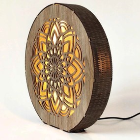 Stmievateľná drevená lampa Mandala | HEARF: HDF - Orech 20 cm 4784-115165 LED0608