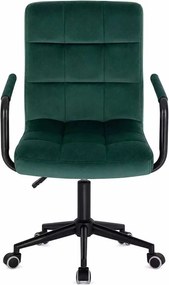 LuxuryForm DESIGN Otočná stolička VERONA BLACK VELUR na čiernej podstave s kolieskami - zelená