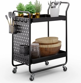 Klarstein Chibi, servírovací vozík, 2 police, kovový, koše, háčiky, mobilný