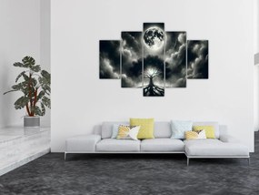 Obraz – Čiernobiely strom v splne (150x105 cm)