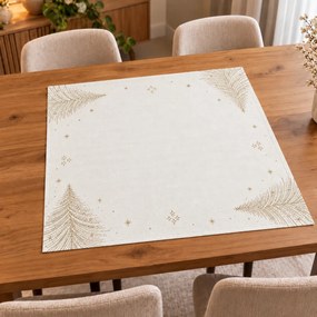 Vianočný vyšívaný obrus Stromček bielo-zlatý 85x85 cm TiaHome
