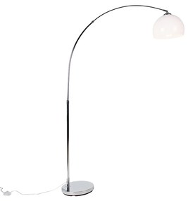 Inteligentná oblúková lampa chrómová s bielym tienidlom vrátane Wifi A60 - Arc Basic