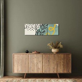 Obraz - Abstraktné listy N⁰1 (s hodinami) (90x30 cm)