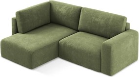 Zelená ženilková rozkladacia/s úložným priestorom rohová pohovka (ľavý roh/do L) Kona – Makamii