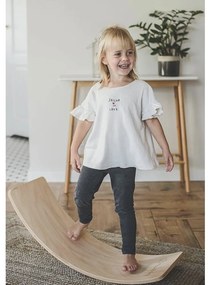 Sivá/v prírodnej farbe balančná doska z borovicového dreva 80x30x18 cm Montessori – Meowbaby