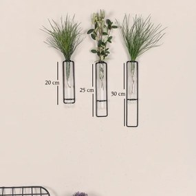 SADA 3x Nástenná dekorácia na kvety 20/25/30 cm čierna