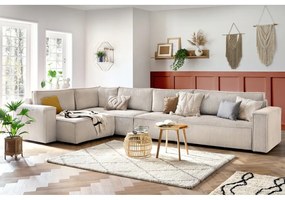 Krémovobiela menčestrová rohová pohovka (ľavý roh) Nihad modular – Bobochic Paris