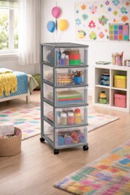 SUNDIS Úložný box s 5 zásuvkami, antracit, OFFICEMIX - MAXI