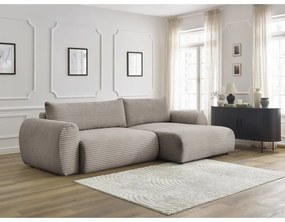 Svetlosivo-béžová menčestrová rozkladacia rohová pohovka (pravý roh) Lucien – Bobochic Paris