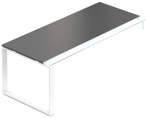 Stôl Creator 200 x 90 cm, biela podnož, 1 noha, antracit
