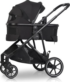 Súrodenecký kočík EasyGo Duoflex Ebony Black, 2 športové časti , 1 hlboká vanička