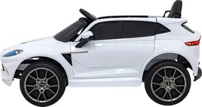 Ramiz Aston Martin DBX na batérie pre deti Biely + diaľkové ovládanie + EVA + pásy + pomalý štart + LED zvuk