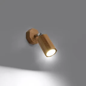 Bodové svietidlo Zeke, 1x drevené tienidlo, (možnosť polohovania)
