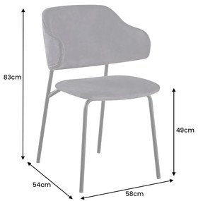 Dizajnová jedálenská stolička Takuya sivý zamat