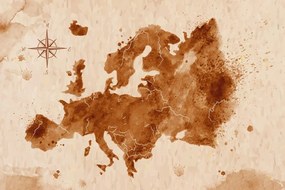 Obraz na korku mapa Európy s retro nádychom