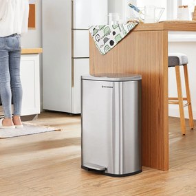 Odpadkový kôš s pomalým zatváraním TIDY, 50l, strieborná SongmicsHome
