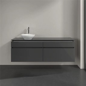 VILLEROY &amp; BOCH Legato závesná skrinka pod umývadlo na dosku (umývadlo vľavo), 4 zásuvky, 1600 x 500 x 550 mm, Glossy Grey, B59600FP