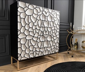 Komoda Erupcio 177 cm a komoda Erupcio 120 cm mozaika čierno-biela set