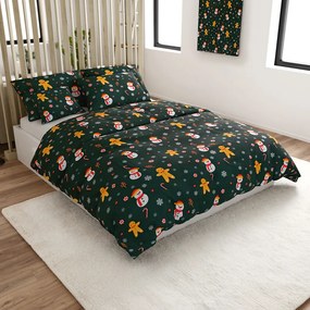 Polybavlnené obliečky SNIEHULIAK A PERNÍČEK POLY zelené Rozmer obliečky: 70 x 90 cm | 140 x 200 cm
