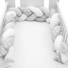 NEW BABY Ochranný mantinel do postieľky vrkoč New Baby Hviezdičky sivo-biely