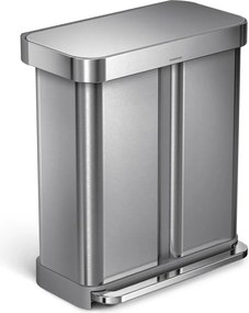 Pedálový odpadkový kôš na triedený odpad z nerezovej ocele 58 l Dual - simplehuman