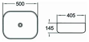 Mexen MIRABEL umývadlo, 50x40 cm, biela/zlatý okraj, 22115005