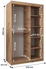 Šatníková skriňa 120 cm Spock (čierna). Akcia -65%. Vlastná spoľahlivá doprava až k Vám domov. 1126073