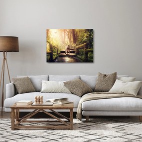 Sklenený obraz tigra v džungli (70x50 cm)