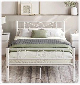 Kovový rám postele 190x140 cm Vasagle Dramatico bílý