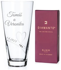 Dekorant svatby Svadobná kónická váza s menami zdobená Swarovski kamienkami Romance 25 cm