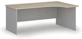 Rohový kancelársky písací stôl PRIMO GRAY, 180x120 cm, pravý, sivá/dub prírodný