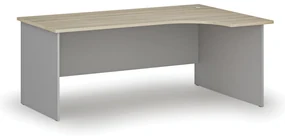 Rohový kancelársky písací stôl PRIMO GRAY, 180x120 cm, pravý, sivá/dub prírodný