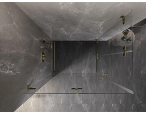 Mexen Lunar-F Duo, skladací sprchový kút 100 x 80 cm, 8mm číre sklo, zlatý profil, 836-100L-080P-50-00