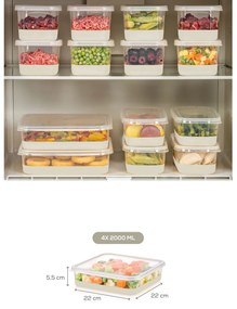 Sada 4 ks potravinových boxů ALLIE šedá