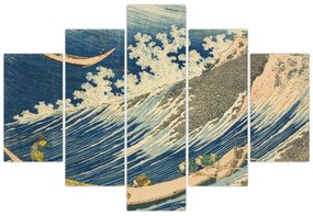 Obraz - Katsushika Hokusai, Fishing Boats at Choshi in Shimosa (Soshu Choshi) , reprodukcia (150x105 cm)