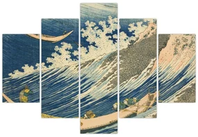 Obraz - Katsushika Hokusai, Fishing Boats at Choshi in Shimosa (Soshu Choshi) , reprodukcia (150x105 cm)