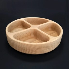 AMADEA Drevená miska guľatá, delená, masívne drevo, 20x4,5 cm