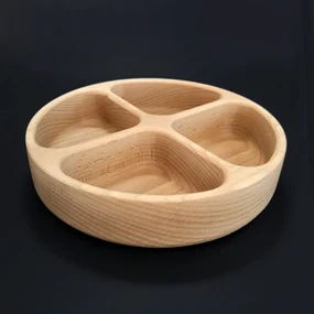 AMADEA Drevená miska guľatá, delená, masívne drevo, 20x4,5 cm