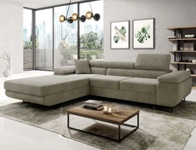 Pohodlná béžová rohová sedačka Astorp L v látkovej farbe, ideálna do obývačky.