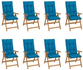 Sklápacie záhradné stoličky s podložkami 8 ks tíkový masív 3072560