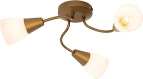 Klasické stropné bodové svetlo zlaté s matným sklom okrúhle 3-svetlo - Madi